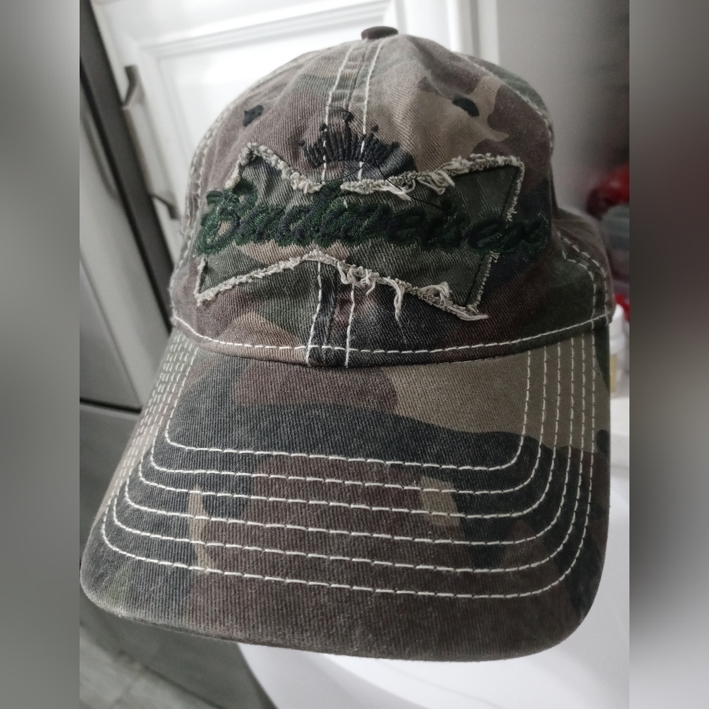 Anheuser-busch Official Product Camouflage Distressed Embroidered Logo Cap